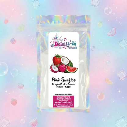 Pink Sunrise: Dragon Fruit + Fresa + Melón + Coco (Porción individual) Instant Ultra Té – Deleita-Té By Detalia