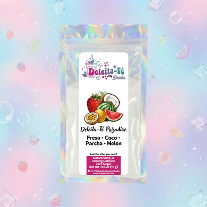 Deleita-Té Paradise: Fresa + Coco + Parcha + Melón (Porción individual) Instant Ultra Té – Deleita-Té By Detalia