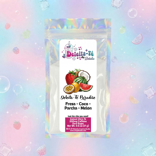 Deleita-Té Paradise: Fresa + Coco + Parcha + Melón (Porción individual) Instant Ultra Té – Deleita-Té By Detalia