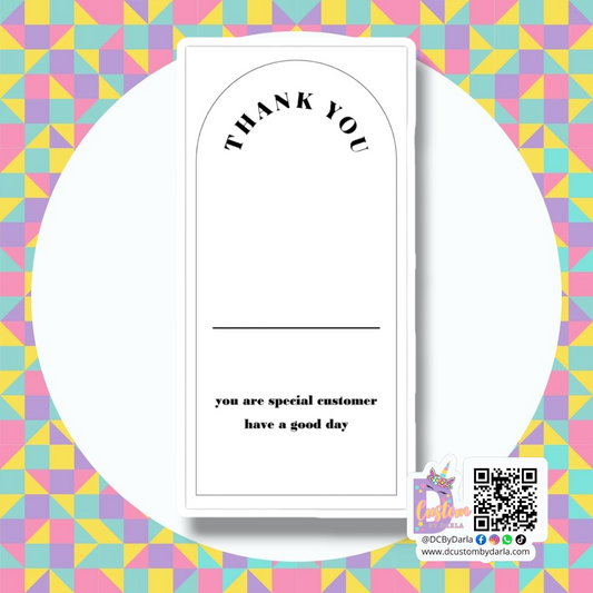 Open me seal thank you blanco con linea para persinalizar 2x5in