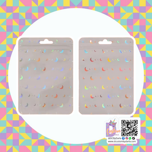 Ziplock white holo moon 4x6in