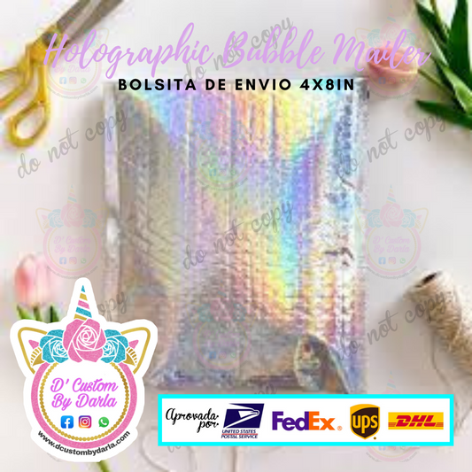 Holographic bubble mailers 4x8in