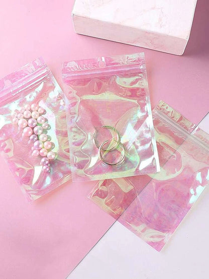 Pink holo bolsitas con zipper 5x7in