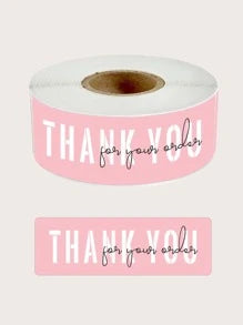 Pink thank you stocker 3x1in rec