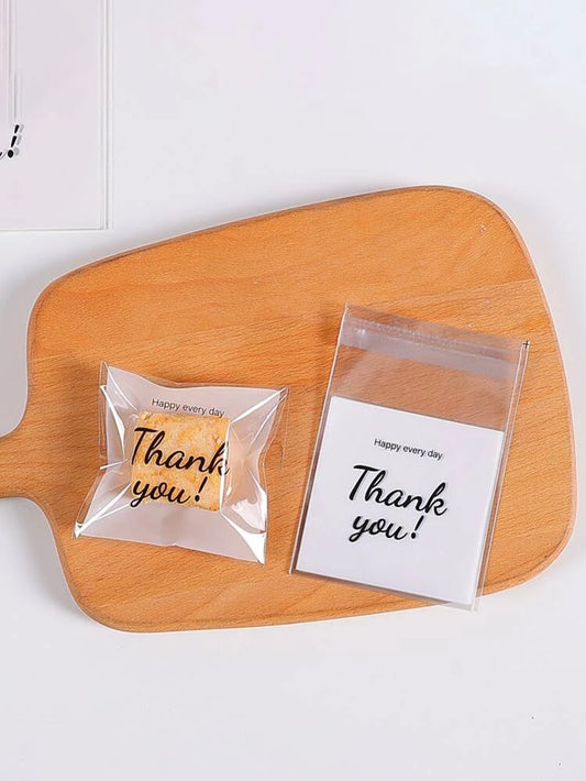Cellophane white thank you 4x4in