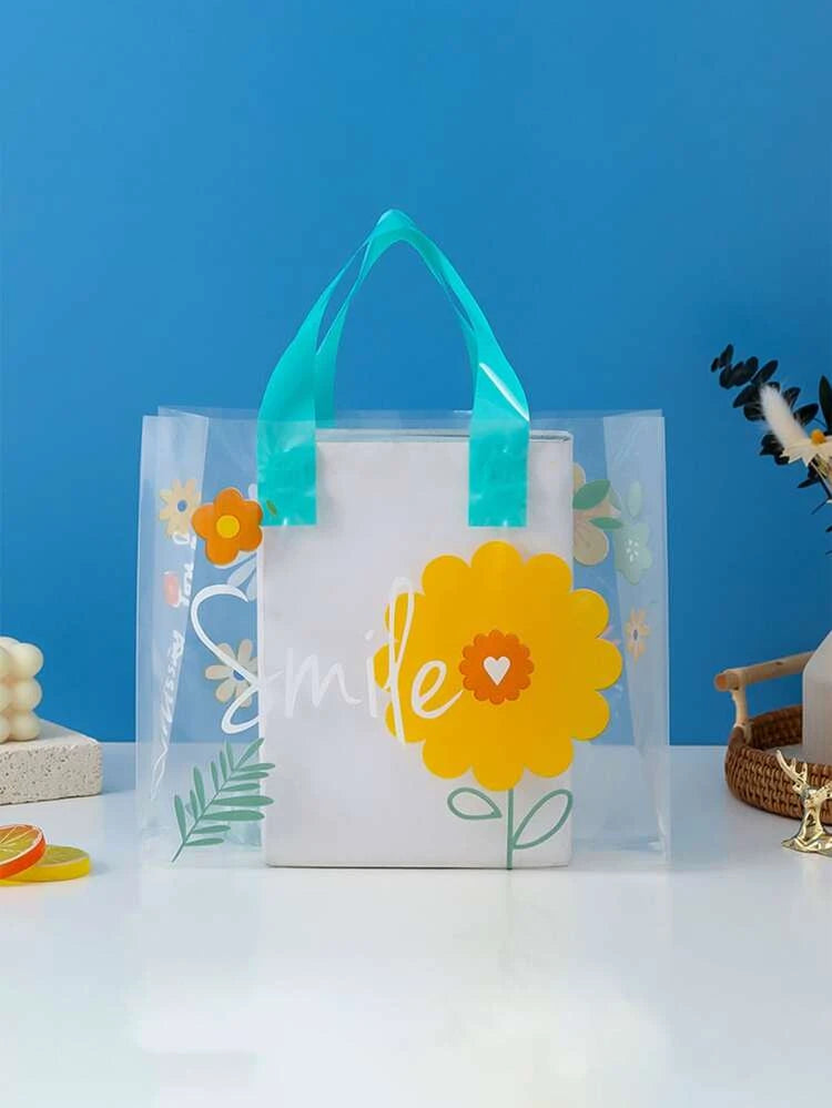 Smile flowers shopping bag 9x12in