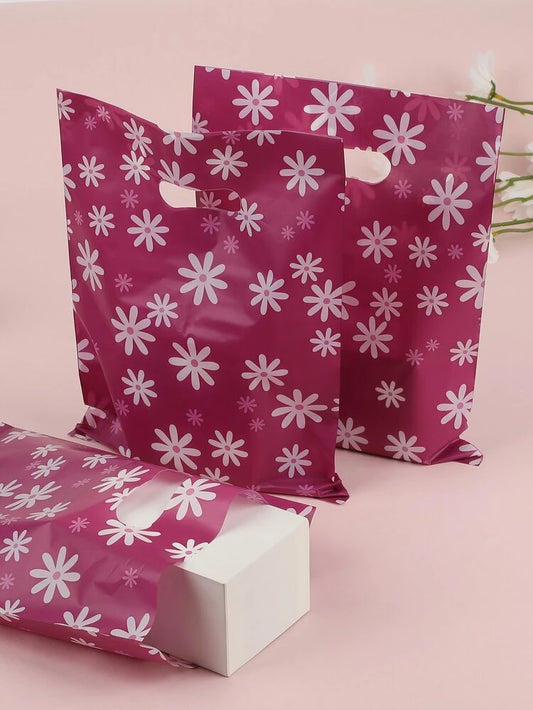 Pink fliwes 8x10in aprox merch bags