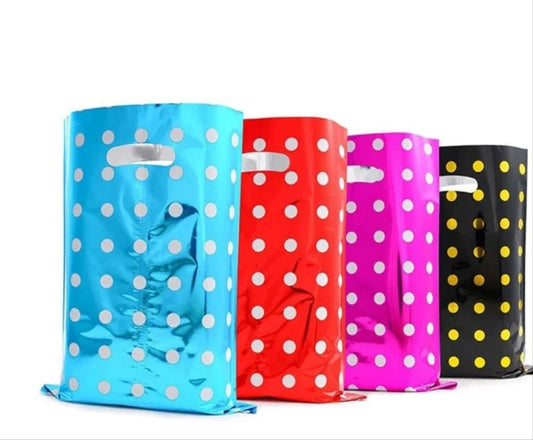 Mix metalic mini dots 6x10in merch bags
