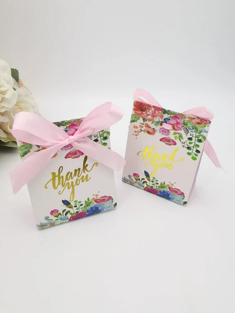 Caja tipo caetera floral thank you  3.1x1.6x3.9in box