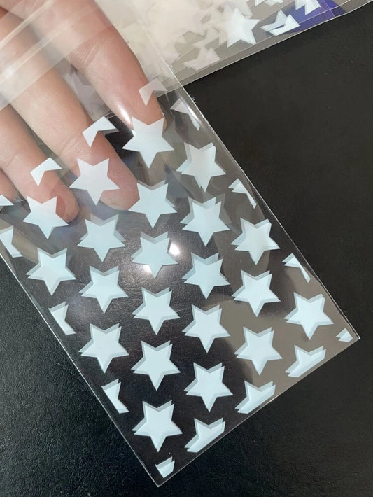 Cellophane stars blanca 3x4in
