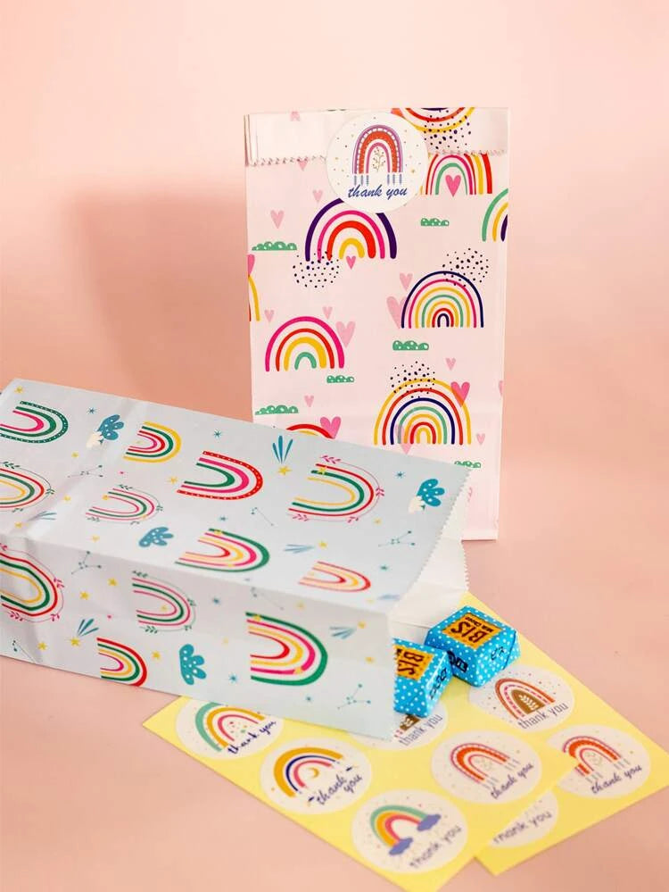 RainbowRainbow mix paper bags 3.5x7.1in + stickers