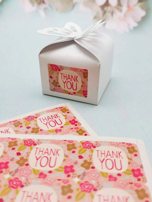Thank you yellow and pink sticker 1.6x1.2in (9pcs)