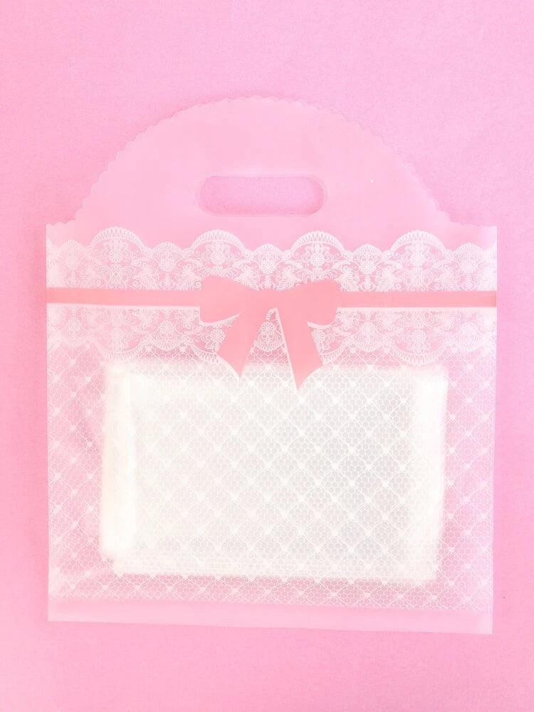 White lace w/ pink ribbon Merch bags 8x10in