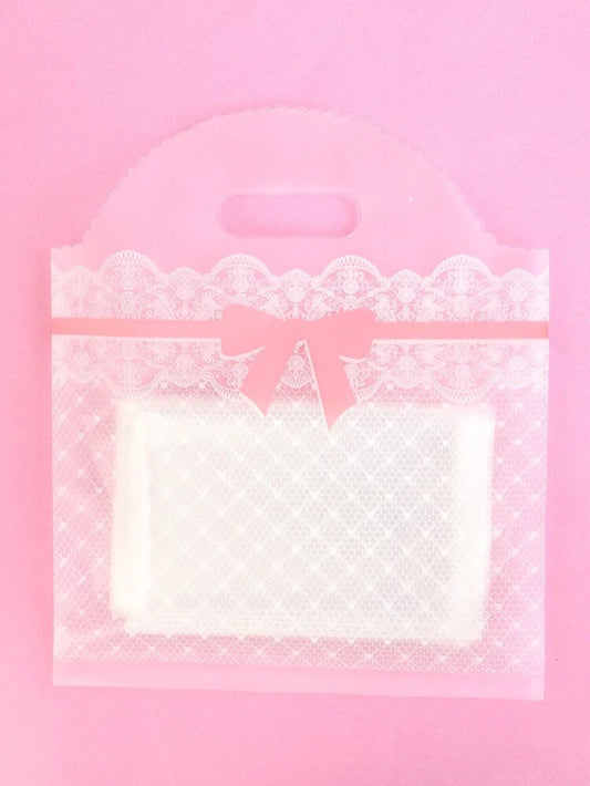 White lace w/ pink ribbon Merch bags 8x10in