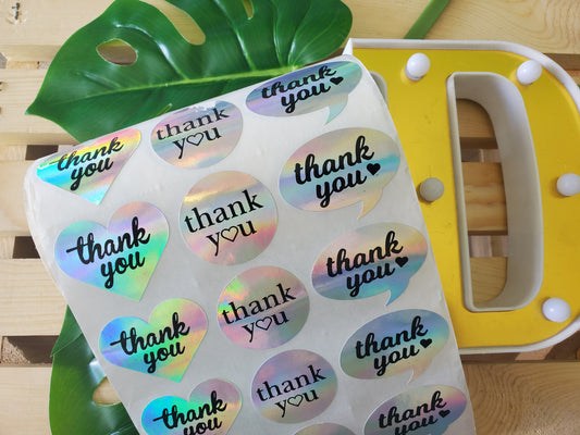 Holographic Thank you text bubble 1.5in