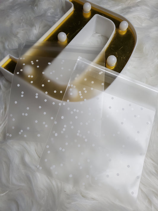 Cellophane white dots 4x4in