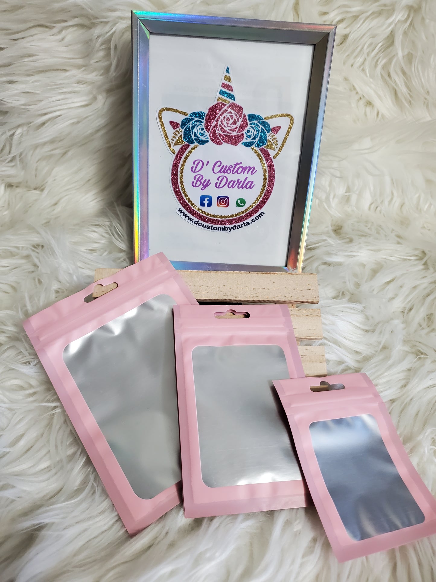 Pink ziplock bags en 3 tamaños