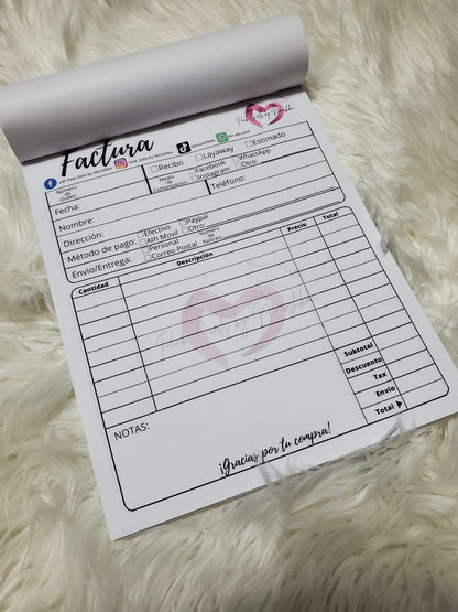 Custom Libreta de recibos o factura