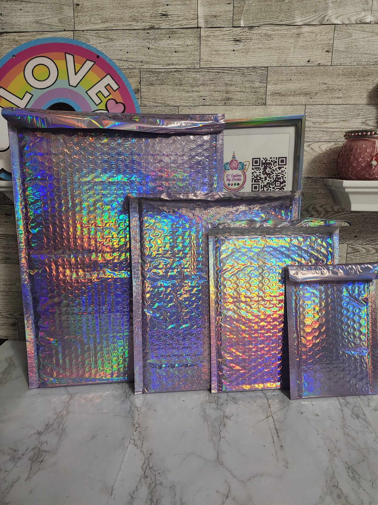 Lavanda holo Bubble mailers 8x12in