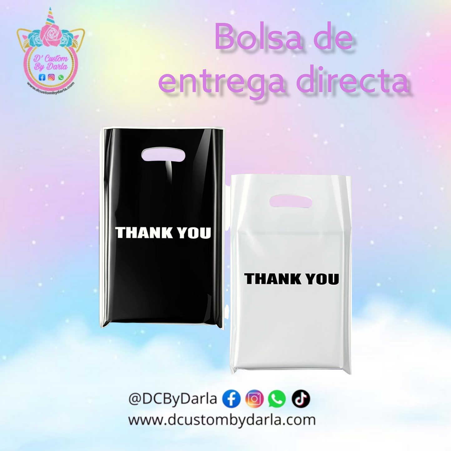 Black and white 6x9in merch bags