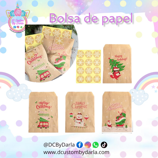 X-mas mix paper bags 4x6in + stickers