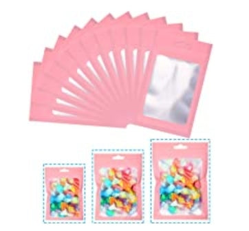 Pink ziplock bags en 3 tamaños