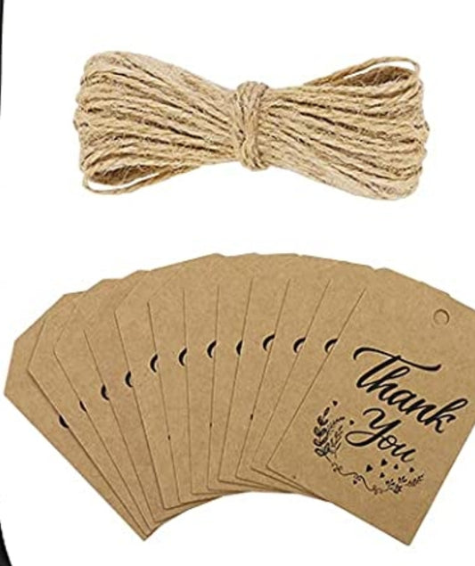 Thank you tags paper kraft 100pack