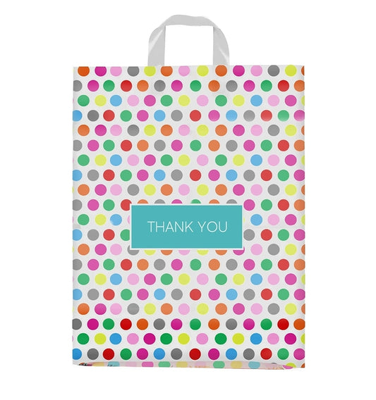 Rainbow dots 15x18in shopping bags