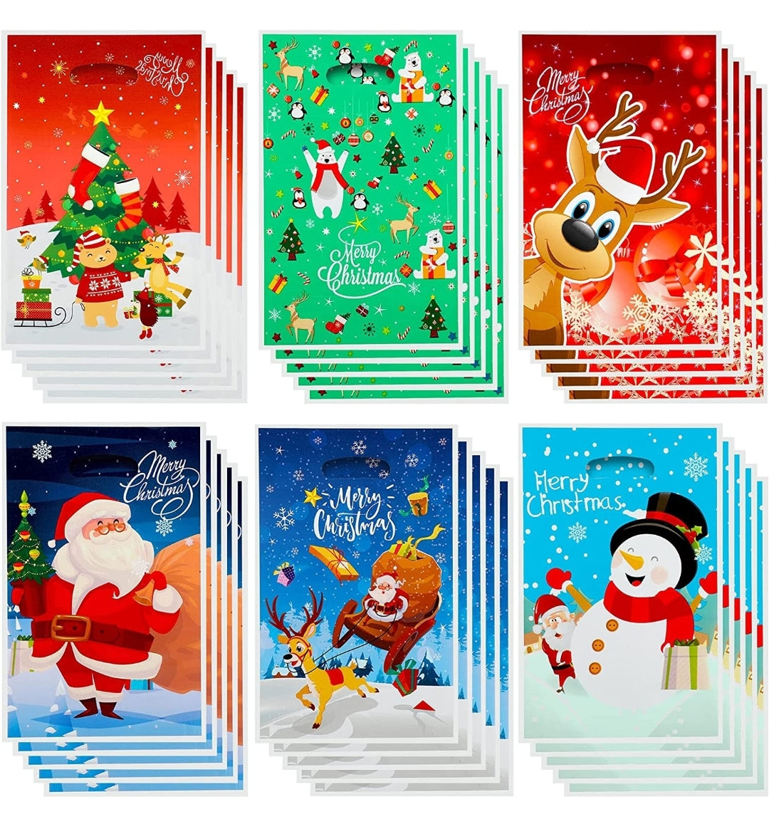 Snow man and santa merch bags 6x9in