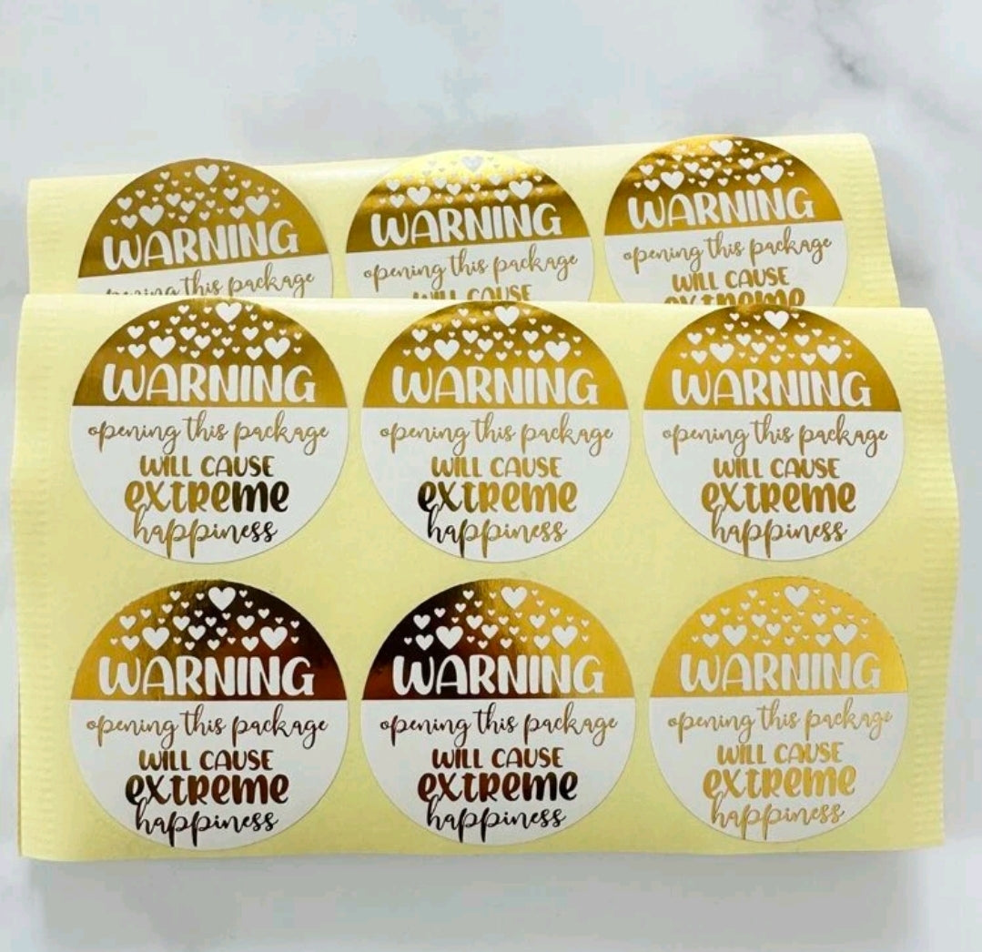 Gold warning 1.5in sticker (12pcs)