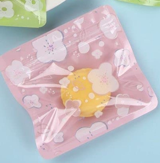 Pink flower ziplock 5x5in (1pc)